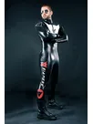 Men Brand Letter Trim Racer Suit Latex Catsuit Second-skin Clothing