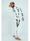 Men No Zipper Color Blocks Skeleton Latex Catsuit Second-skin Clothing