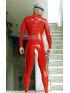 Men Red Second Skin Fullbody Back Zipper No Hoode Latex Catsuit