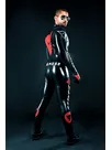 Men Brand Letter Trim Racer Suit Latex Catsuit Second-skin Clothing