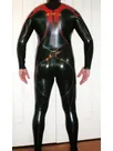 Textured Line Trim Front Zipper Latex Catsuit Second-skin Clothing