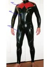 Textured Line Trim Front Zipper Latex Catsuit Second-skin Clothing