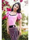 Vertical Striped Pants Short Sleeves Latex Catsuit Second-skin Clothing Vertical Striped Pants Short Sleeves Latex Catsuit Second-skin Clothing