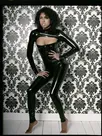 Women Black Second Skin Fullbody Breast-baring Latex Catsuit