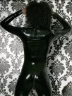 Women Black Second Skin Fullbody Breast-baring Latex Catsuit
