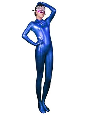Deep Blue Zentai Morph Sexy Fullbody Skinsuit Shiny Zentai Catsuit Second Skin Clothing