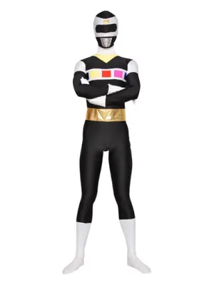 Black with White Unisex Lycra Costume Superhero Zentai Catsuit Zentai Skinsuit Second Skin Clothing