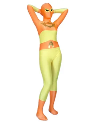 Orange and Yellow Spandex Skinsuit Superhero Zentai Catsuit Second Skin Clothing