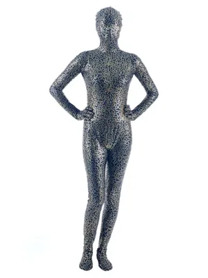 Second Skin Quality Black Golden Wetlook Unitard PVC Unisex Zentai