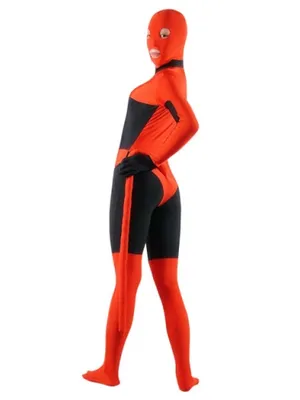 Red and Black Lycra Spandex Morph Unitard Second Skin Zentai Suit