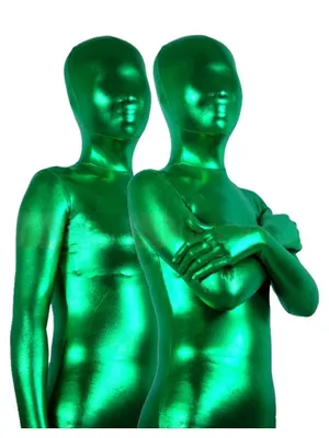 Second Skin Cool Green Zentai Costume Wetlook Unitard Skinsuit Shiny Metallic Unisex Zentai Suit Holiday Costume