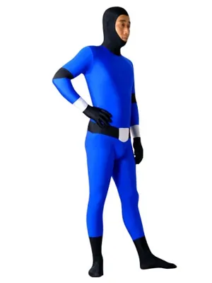 Blue and Black Lycra Spandex Skinsuit Super Hero Superhero Zentai Catsuit Second Skin Clothing