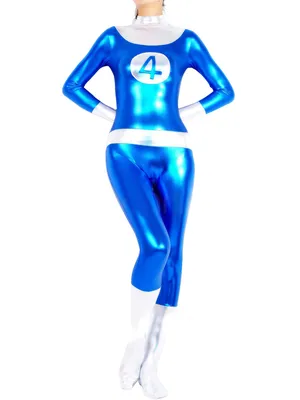 Zentai Costume Wetlook Unitard Skinsuit Shiny Metallic Fantastic 4 Unisex Catsuit Second Skin Clothing Party Costume