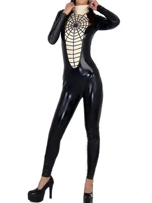 Supply Latex Spider Web Catsuit Second Skin Clothing