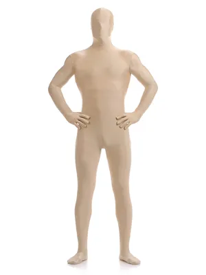 Unisex Creamy White Full Body Unitard Second Skin Costume Spandex Halloween Holiday Lycra Cosplay Suit