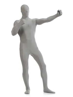 White Grey Full Body Morph Costume Spandex Holiday Unisex Lycra Unitard Second Skin Zentai Suit