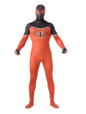 Full Body Super Hero Costume Orange and Black Spiderman Spandex Skinsuit Unisex Lycra Spandex Skinsuit Spiderman Zentai Catsuit Second Skin Clothing