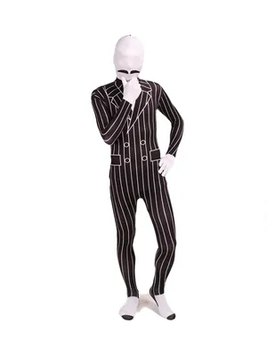 Black and White Stripe Full Body Second Skin Costume Halloween Spandex Skinsuit Holiday Unisex Cosplay Zentai Suit