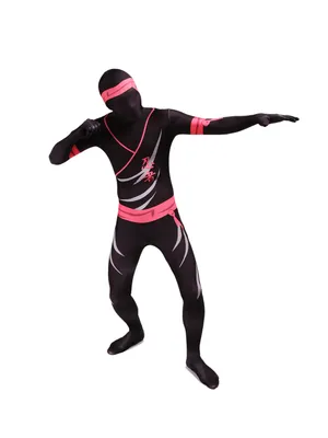 Black and Pink Ninjia Full Body Second Skin Costume Halloween Spandex Skinsuit Holiday Unisex Cosplay Zentai Suit