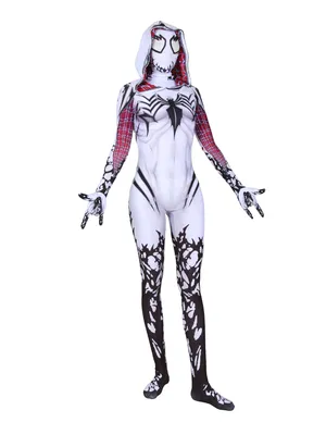 3D Printed Women White Venom Cloak Big Spider Lycra Spandex Spiderman Zentai Catsuit Skinsuit Second-skin Costume