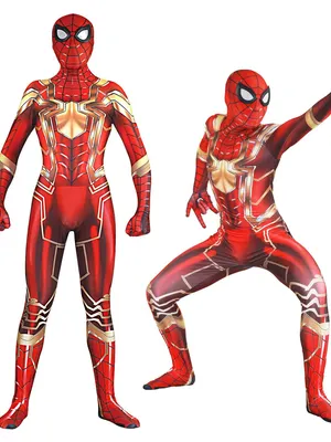 Golden Steel Spiderman Zentai Catsuit Skinsuit Second-skin Clothing
