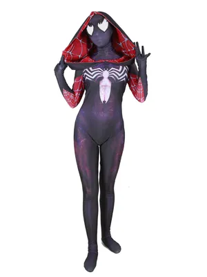 3D Printed Spider Cosplay Lycra Spandex One-piece Zentai Catsuit Skinsuit Second-skin Clothing with Purple Cloak