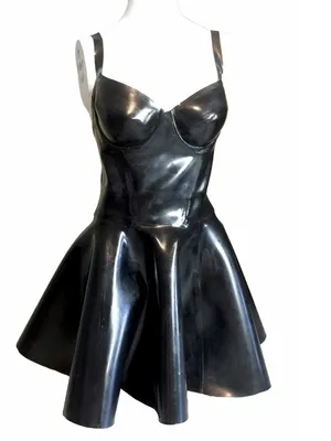 Second Skin Natural Latex Back Zipper Pleated Latex Dress