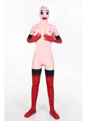 Second Skin Fetish No Zipper Pinktight Latex Clothes Women 3D Bust Latex Catsuit