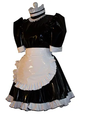 Second Skin Women Natural Latex Dress Sexy Maid Dresses Short Sleeves Dress