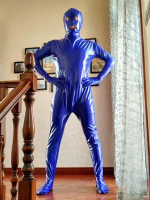 Blue Unisex Open Mouth Open Eyes Skinsuit Wetlook Unitard PVC Catsuit Zentai Second-skin Clothing Customize for Men and Women Blue Unisex Open Mouth Open Eyes Skinsuit Wetlook Unitard PVC Catsuit Zentai Second-skin Clothing Customize for Men and Women
