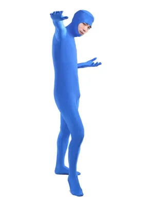 Blue Face Opened Second Skin Full Body Lycra Skinsuit Spandex Catsuit Zentai Unitard