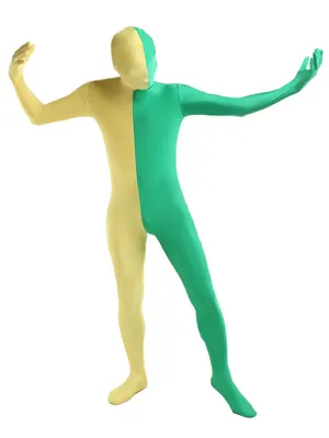 Yellow Green Split Second Skin Full Body Lycra Spandex Zentai Catsuit Skinsuit