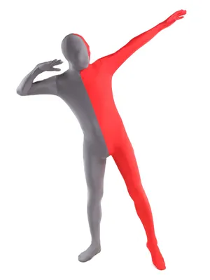 Supply Red Grey Split Costume Second Skin Full Body Lycra Spandex Zentai Catsuit Skinsuit