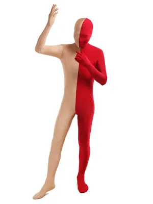 Supply Red Fleshcolor Split Costume Lycra Spandex Second Skin Full Body Zentai Catsuit Skinsuit