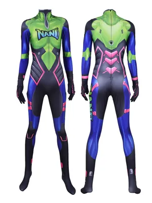 Captain Marvel Costume Second Skin Full Body Blue Red Zentai Catsuit Skinsuit