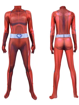 Totally Spies Anime Red Girl Agent Group Mandy Cosplay Second Skin Full Body Zentai Catsuit Skinsuit