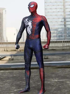 Spiderman Cosplay Men Venom Spider-man Suit One-piece Zentai Catsuit Skinsuit Second-skin Clothing