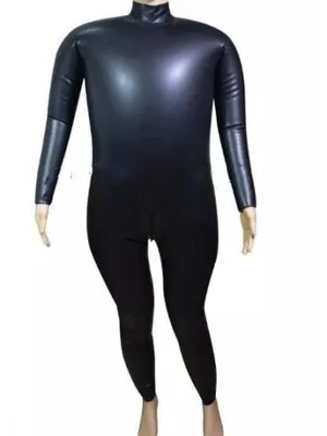 Black Natural Latex Gummi Inflatable Catsuit Second-skin Clothing Back Zip to Crotch Overall Bodysuits