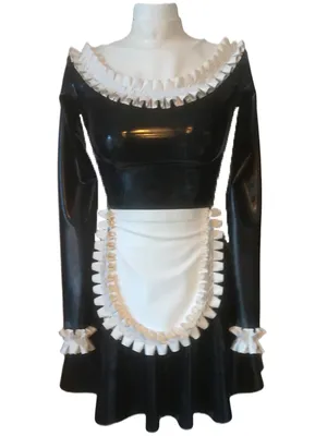 Second Skin Maid Wet Look Shiny Wetlook PVC Dresses Maids Uniform Sets Sexy Anime Dress