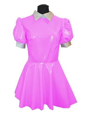 Supply Second Skin Wetlook PVC Lolita Mini Dress Puff Sleeves a Line Dress Miad Dress