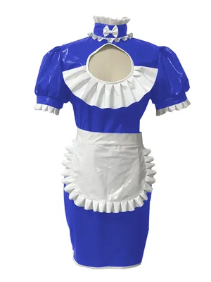 Second Skin French Maid Costume Mens Bodycon Wetlook PVC Wet Look Shiny Anime Cosplay Maid Halloween Costumes