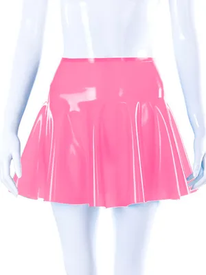 Supply Second Skin Wetlook PVC Mini Skater Flared Pleated Wetlook PVC Transparent High Waist Mini Skirt