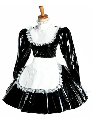 Second Skin Gothic Mini Dress Women Lolita Bowknot Puff Long Sleeve Lace Apron Wetlook Wetlook PVC Dress