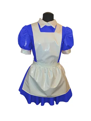 Second Skin Maid Outfit Women Short Sleeve Dress Female Wetlook PVC Lolita Dress with Apron