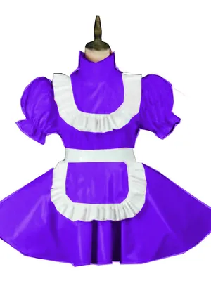 Second Skin Lockable Dress Uniform Maid Dress Anime Uniform Wetlook PVC Dress