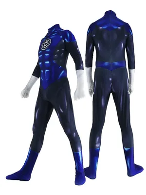 Blue Lantern Corps Costume Cosplay Zentai Catsuit Skinsuit Second-skin Clothing