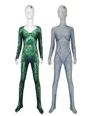 DC Sea Queen Mae La Mera Costume One-piece Cosplay Zentai Catsuit Skinsuit Second-skin Clothing