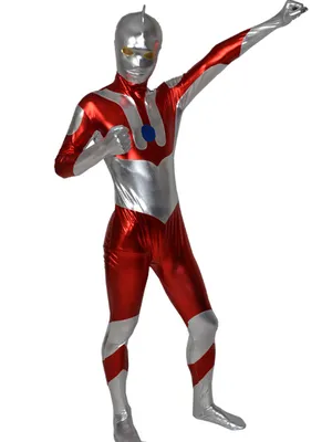 Ultraman Costume Wet Look Zentai Shiny Metallic Second Skin Full Body Superhero Catsuit