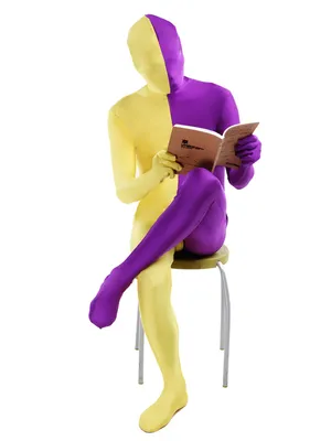 Purple Yellow Split Second Skin Full Body Lycra Spandex Zentai Catsuit Skinsuit