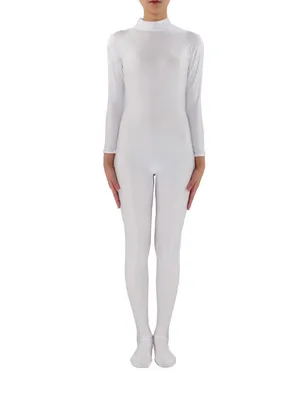 Women High Collar Back Zipper Tights Lycra Skinsuit Spandex Catsuit Zentai Unitard Second-skin Clothing